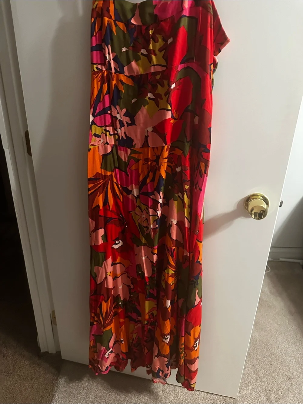 Vince Camuto Bright Floral Maxi Dress in Red, Pink & Orange